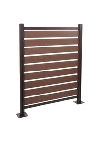 Alu M&uuml;lltonnen-Zaun HWC-K57, Basiselement M&uuml;lltonnenverkleidung, Holzoptik erweiterbar 130x110x6cm ~ braun