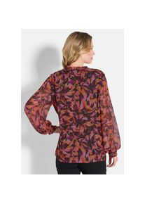 GOLDNER, Damen, Schlupfbluse &raquo;Chiffon-Bluse mit semitransparenten &Auml;rmeln&laquo;, rot / gemustert, 42, rot / gemustert, H&uuml;bscher Druck in frischen Farben