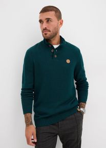 Maglione con bottoni in misto cotone morbido, Verde, Taglia 52/54 (L), bonprix