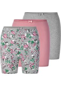 Damer Shortstrosa med prydnadsrosett gr&aring;-melerad-med tryck + gr&aring;-melerad + gammalrosa Gr&ouml;&szlig;e 56/58