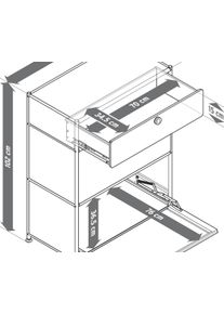 Tchibo - Kommode Metall &raquo;Cn3&laquo; mit 1 Schublade und 2 Klappenf&auml;chern - 77x40x102cm - chrom - Stahl / Aluminium / Kunststoff