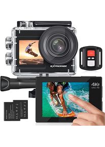 Exprotrek Sportkamera 4K Weitwinkel Touchscreen WiFi Wasserdicht (WLAN), Action Cam