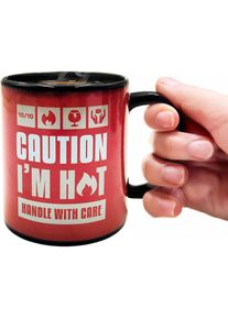 Mad Monkey Tasse "Caution I am Hot" - mit Farbwechsel, Tasse, Schwarz