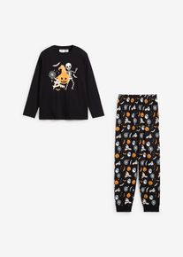 bonprix Pijama din bumbac moale (set/2 piese), negru, 128/134