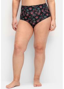 sheego Damen Slip im 3er Pack, mit Zierschleife vorne in schwarz+gr&uuml;n+bedruckt ,Gr&ouml;&szlig;e 44/46, Witt, 95% Baumwolle, 5% Elasthan