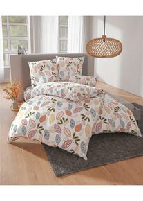 w&auml;schepur unisex Bettw&auml;sche in ecru-papaya-bedruckt ,Gr&ouml;&szlig;e 40x80/135x200 cm, Witt, 100% Baumwolle