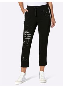 Dames Broek in 7/8-lengte in zwart/wit geprint ,maat 36, WITT, 72% Viscose, 25% Polyamide, 3% Elastan