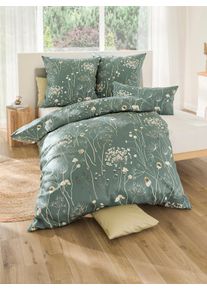 Bierbaum unisex Bettw&auml;sche in kalkmint-wei&szlig;-bedruckt ,Gr&ouml;&szlig;e 40x80/135x200 cm, Witt, 100% Baumwolle