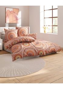 w&auml;schepur unisex Bettw&auml;sche in papaya-rostrot-bedruckt ,Gr&ouml;&szlig;e 40x80/135x200 cm, Witt, 100% Baumwolle