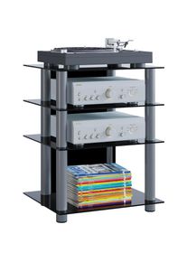 Vcm Wohnzimmertisch &raquo;Hifi M&ouml;bel Rack Alu Glas Phono Mediaregal Bilus&laquo;