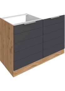 KOCHSTATION Sp&uuml;lenschrank &raquo;KS-Luhe&laquo; 120 cm breit, hochwertige MDF-Fronten mit waagerechter Lisene