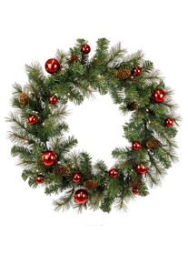 I.GE.A. Kunstkranz &raquo;LED-Weihnachtskranz k&uuml;nstlich&laquo; Tannenkranz Kugeln/Zapfen Adventskranz T&uuml;rkranz Weihnachtsdeko