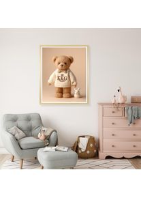 queence Bild mit Rahmen &raquo;Vintage Polo Teddy B&auml;r M&auml;dchen mit Schleife&laquo; B&auml;r B&auml;ren Fashion Figuren Mode Modebilder HD Premium Poster-Druck inkl. 