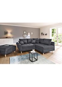 Home Affaire Ecksofa &raquo;Rice L-Form, B: 223 cm - OTTO. Verl&auml;ssliche Qualit&auml;t.&laquo; Set: Sofa & Hocker, mit 3 Zierkissen, Federkern