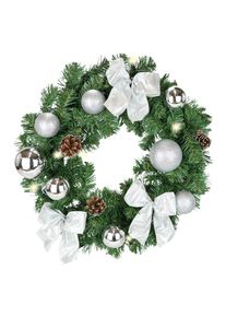 I.GE.A. Kunstkranz &raquo;LED-Weihnachtskranz dekoriert&laquo; Kranz mit Kugeln Schleifen Beleuchtung Tannenkranz