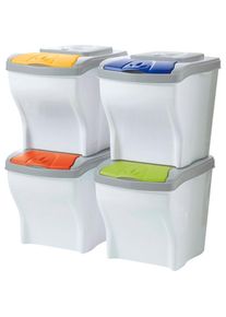 Bischof Bama M&uuml;lltrennsystem &raquo;FUNNY&laquo; 4 Beh&auml;lter 4-teilig, Kunststoff, abnehmbarer Deckel, je 20 L