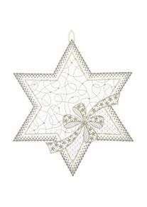 W. Reuter & Sohn - Plauener Spitze Fensterbild &raquo;Stern mit Schleife&laquo; Made in Germany