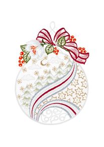 W. Reuter & Sohn - Plauener Spitze Fensterbild &raquo;Weihnachtskugel&laquo; Made in Germany