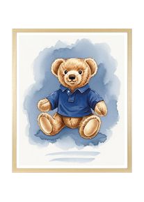 queence Bild mit Rahmen &raquo;Vintage Polo Teddy B&auml;r in Poloshirt&laquo; B&auml;r B&auml;ren Fashion Figuren Mode Modebilder HD Premium Poster-Druck inkl. Echtholzrahmen 
