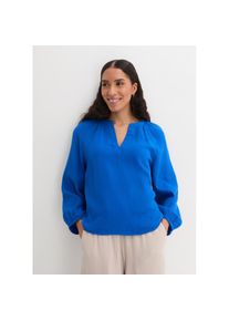 bonprix Shirtbluse &raquo;Oversize-Bluse aus Musselin&laquo; aus Musselin, mit V-Ausschnitt und 3/4-&Auml;rmeln blau, Gr&ouml;&szlig;e 42