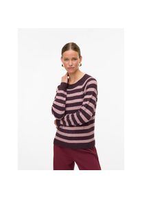 V&eacute;ro Moda Vero Moda Rundhalspullover &raquo;VMDOFFY LS O-NECK BLOUSE GA NOOS&laquo; Materialmix, regular fit braun, Gr&ouml;&szlig;e M