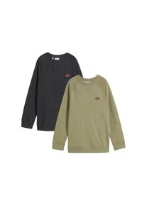 bonprix Sweatshirt, 2 Stk. im 2er Pack, meliert, mit Rundhals schwarz, Gr&ouml;&szlig;e 36/38 (S)
