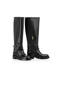 Marc Cain Stiefel &raquo;Collections Mystic Plumage&laquo; , Blockabsatz, Langschaftstiefel mit Zierschnallen