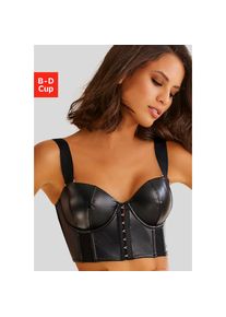 Petite Fleur Gold Corsage mit abnehmbaren Tr&auml;gern, Long-BH in Leder-Optik, sexy Dessous