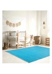 OTTO home, Kinderteppich &raquo;Insa Fleckerl&laquo; rechteckig 5 mm H&ouml;he Uni Farben, pastell, handgewebt, pflegeleicht, waschbar, Kinderzimmer, t&uuml;rkis, Baumwolle