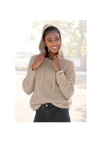 Lascana, Kapuzenpullover aus weichem Grobstrick, weicher Strickpullover mit Kapuze, beige, 32/34