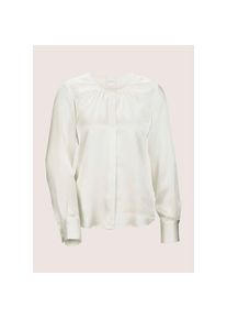 Madeleine Mode MADELEINE, Damen, Langarmbluse &raquo;Bluse Elegante Seidenbluse mit verdeckter Knopfleiste&laquo;, wollwei&szlig;, 40, wollwei&szlig;, Rundhalsausschnitt