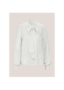 Madeleine Mode MADELEINE, Damen, Langarmbluse &raquo;Bluse Satinbluse mit Schluppe&laquo;, wei&szlig;, 38, wei&szlig;, Stehkragen