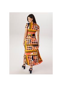 Aniston SELECTED, Damen, Maxikleid in kr&auml;ftigen Farbt&ouml;nen und geometrischer Musterung - NEUE KOLLEKTION, ockergelb-orange-wollwei&szlig;-marine-rosa, N-Gr, 