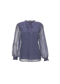 GOLDNER, Damen, Chiffonbluse &raquo;Kurzgr&ouml;&szlig;e Bluse&laquo;, marine / wei&szlig; / gemustert, 22, marine / wei&szlig; / gemustert, Pflegeleichter, zarter Chiffon