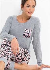 bonprix Femei Pijama cu bumbac organic, gri, 48/50