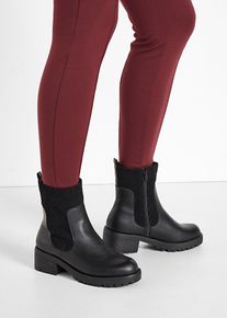bonprix Boots mit Cord-Einsatz, schwarz, Cord,Vegan