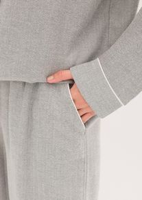 bonprix Femei Pijama din flanel țesut cu model os de hering, gri, 48/50