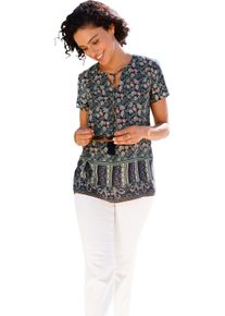 Damska Tunika, bord&uacute;rov&aacute; potlač N&aacute;morn&iacute;cko modro-eukalyptov&aacute; potlač veľkosť 40