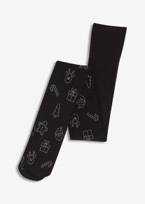 Collant &agrave; imprim&eacute; de No&euml;l brillant - noir - taille 38/40 (S) - bonprix