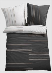 Parure de lit r&eacute;versible en coton m&eacute;lang&eacute; - gris - taille 135x200 cm avec coton - bonprix