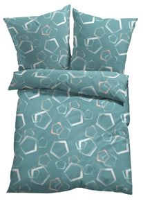 Parure de lit en coton m&eacute;lang&eacute; - bleu - taille 135x200 cm avec coton - bonprix