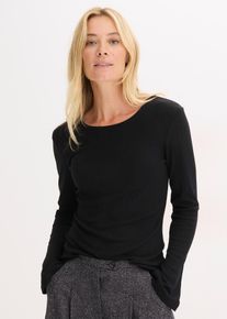 T-shirt manches longues c&ocirc;tel&eacute; - noir - taille 42/44 (M) - Mati&egrave;re c&ocirc;tel&eacute;e,Viscose - bonprix