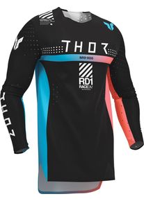 Thor Sportmode Synth, maillot , couleur: Noir/Bleu Clair/Rouge Clair/Blanc , taille: M