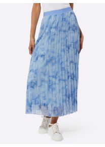 Damen Plisseerock im Lagenlook in himmelblau-ecru-bedruckt ,Gr&ouml;&szlig;e 40, WITT, 100% Polyester