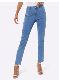 Dames 5-pocketjeans met katoen in blue-bleached ,maat 19, WITT, 56% Katoen, 19% Polyester, 14% Lyocell, 10% Viscose, 1% Elastan