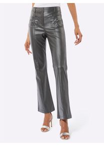 Damen Hose aus Leder-Imitat in graphit ,Gr&ouml;&szlig;e 36, WITT, 77% Viskose, 20% Polyamid, 3% Elasthan