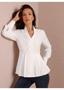 CREATION L PREMIUM Damen Bluse mit Stehkragen und 30% Seiden-Anteil in ecru ,Gr&ouml;&szlig;e 36, Witt, 70% Viskose, 30% Seide