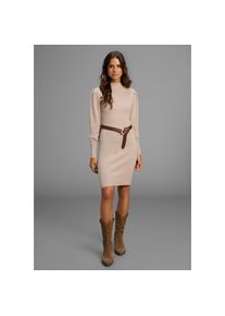 Laura Scott Strickkleid Ohne Taschen mit s&uuml;&szlig;em Puff&auml;rmel und Stehkragen - NEUE KOLLEKTION beige, Gr&ouml;&szlig;e 46