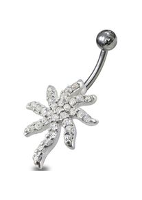 Firetti Bauchnabelpiercing &raquo;Schmuck Geschenk Piercing Silber 925 K&ouml;rperschmuck PALMTREE Palme&laquo; mit Zirkonia (synth.) silberfarben, Gr&ouml;&szlig;e 19,1 mm