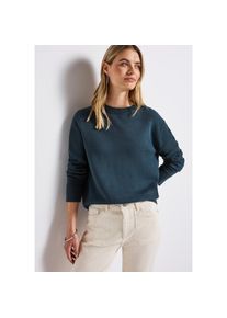 Street One Rundhalspullover mit Rippb&uuml;ndchen blau, Gr&ouml;&szlig;e 40